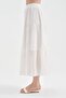 Women's buckle detailed lined belt elastic design long skirt - 3