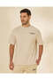 Men Grey Terry Drop Shoulder Printed T-Shirt