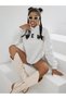 Women's White New Printed Hooded Hoodie Sweatshirt