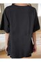 Women's Black Mini Duck Printed Oversize T-Shirt - 2