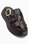 Venita Genuine Leather Brown High-Sole Women's Slippers