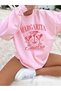Women's Pink Margarita Printed Crew Neck Oversize Sweatshirt