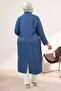 63017 Large Size Zippered Melange Linen Cap - Indigo - 5