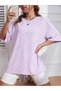 Women's Lilac Plain Oversize T-Shirt - 3