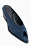 Rinesa Genuine Leather Blue Heeled Women's Slippers