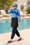 Beli Lace-Up Patterned Full Protection Hijab Swimsuit Set - 2