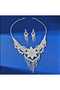 Women's Silver Color Stone-Set Evening Dress Necklace Earrings Set Chinese Engagement Wedding Bridal Invitation Jewelry - 2