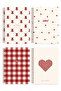 A5 Spiral Cardboard Cover Set of 4 Checkered School Notebooks 80 Sheets - Red with Lesson Schedule - 7