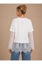 New Season Modal Cotton Casual Lace Detailed Women's T-Shirt - 3