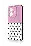 Oppo A3 Compatible Pink Striped Polka Dot Patterned Silicone Case - 4