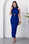 Halter Neck Dress with Waist Buckle and Tie Grs4023 - 3