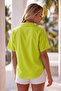 Yellow Shirt Collar Short Sleeve Buttoned Embroidered Hem Tie Casual Cotton Crop Woven Blouse 55 63 - 8