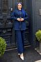 Vera Zippered Denim Suit Dark Blue 19298