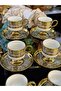 6-Piece Footed Golded Embossed Porcelain Coffee Cup Set 90 ml Mdl4 - 8