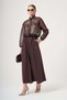 Women's Mesh Detail Skirt Suit Brown 31448 - 3