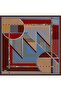 Tivil Pure Silk Scarf 9521 - 53 Burgundy Blue Gray Belt Pattern - 3