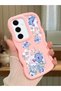 Samsung Galaxy S24 Fe Compatible Case Camera Protector Pink Silicone Couple Phone Case Floral Pattern