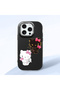 iPhone 16 Pro Max Compatible Case with Camera Protector Black Silicone Couple Phone Case with Kitty Pattern