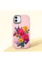iPhone 12 Compatible Case Camera Protector Pink Silicone Couple Phone Case with Floral Pattern