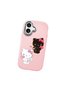 iPhone 17 Compatible Case with Camera Protector Pink Silicone Couple Phone Case with Kitty Pattern - 3