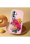 Samsung Galaxy A17 Compatible Case Camera Protective Pink Silicone Couple Phone Case with Floral Pattern - 2