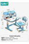 Enlarged Kids Table and Chair Set, Multifunctional Children's Reading Study Activity Desk, Ergonomic Toddler Chairs, with Storage Drawer, Bookcase, Double Shelves, for School Student Writing Studying - 8