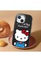 iPhone 13 Mini Compatible Case Camera Protector Black Silicone Couple Phone Case Kitty Pattern - 2