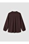Lcw Grace Brown Ruffled Collar Blouse with Ruffle Detail - 7