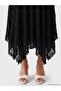 Black Asymmetrical Cut Lace Openwork Skirt - 3