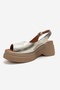 Laure Gold Genuine Leather Women's Wedge Sandals - 6