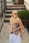 Petra Folk Pattern Shawl - Mink Yellow - 2