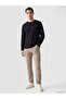 Black Crew Neck Long Sleeve Combed Cotton Men's T-Shirt - 2