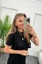 Women's Short Sleeve Slit Detailed Loose Viscose Dress - 7