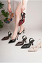 Women's Matte Brown Leather Double Strap Buckle Detailed Evening Dress Heeled Shoes - 4