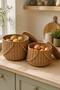 Rattan 9184 2-Piece Deep Basket with Handles - Potato and Onion Basket with Lid, Multi-Purpose Organizer Basket
