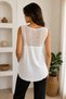 Size 38 Guipure Lace Muslin Fabric White Sleeveless Women's Blouse Lined on the Front and Unlined on the Back - 3