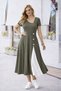 Women's Short Sleeve Asymmetrical Collar Button Detailed Midi Viscose Dress - 2