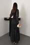 Women's Black Maxi Dress Square Collar Stone Striped Lace Detailed Polka Dot - 5