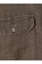 Ozmarka New Season Brown Regular Fit 100% Linen Men's Shirt - 7