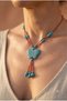 Handmade Turquoise and Coral Natural Stone Necklace with Butterfly Detail - 5