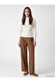 Lcw Modest Ecru High Collar Women's Ribbed Bodysuit - 2