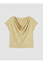 Özmarka New Season Khaki Draped Collar Blouse - 5