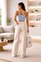 Women's Beige Loose Super High Waist Lycra Jeans Trousers - 3