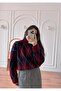 Women's Oversize Diamond Patterned Knitwear Sweater with Crew Neck and Soft Texture