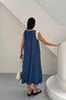 Women's Relaxed Fit Pocket Denim Fabric Inner Single Jersey Dress - 6