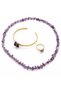 Natural Amethyst Stone 3-Piece Women's Jewelry Set Necklace Bracelet Ring - 2