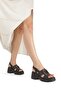 Black Genuine Leather Sandals Wedge Heels Daily Comfortable Shoes Tora - 6
