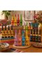 Colorful Wooden Cat Ring Holder Set of 4 Handmade Jewelry Stand Decorative Desktop Organizer