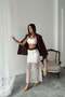 Women's White Lace Detailed Lined Long Slim Fit Floral Patterned Skirt