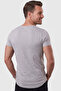 Gray Men's Slim Fit Deep V-Neck Basic T-Shirt 90% Cotton Lycra Asymmetrical Cut 2602265 - 3
